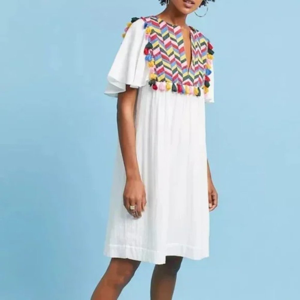 WHIT TWO Bette Flutter-Sleeve Dress XS